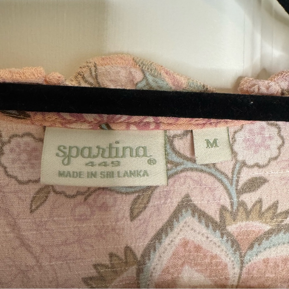 Spartina 449 Elayne Splitneck Dress Calm Waters Floral Chintz Size Medium Pink - Picture 7 of 11
